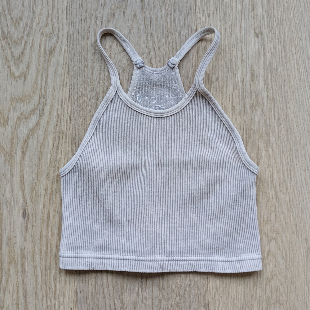 Free People Movement Happiness Runs Crop Tank Top Ice Grey